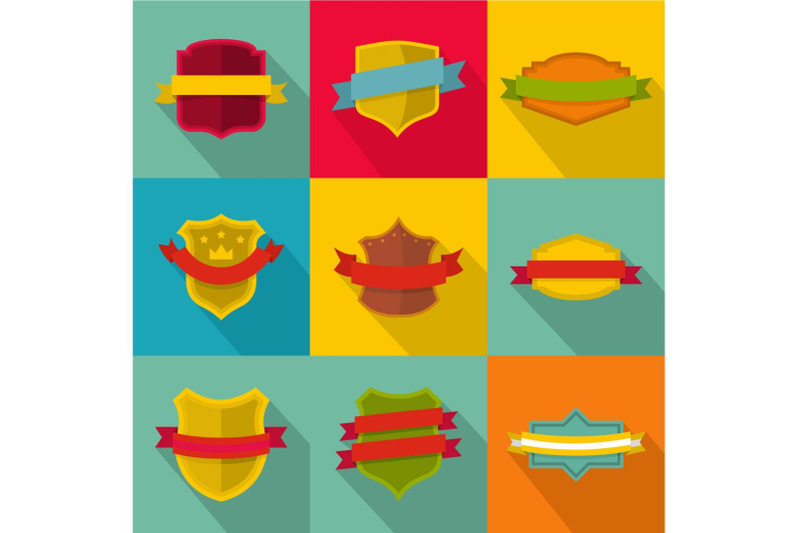 heraldic-shield-icons-set-flat-style