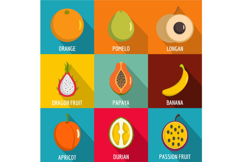 fruit-blast-icons-set-flat-style