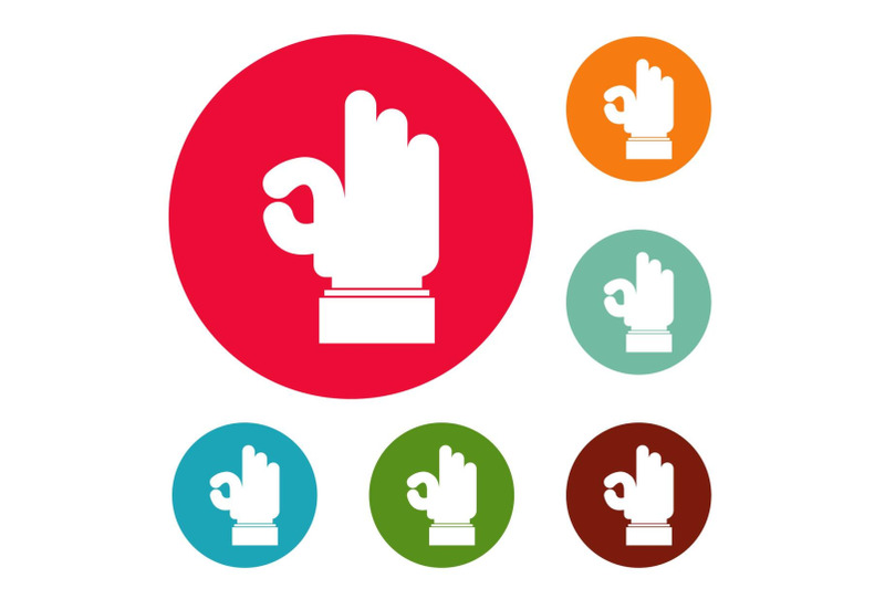 hand-everything-good-icons-circle-set-vector