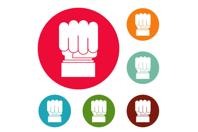 hand-protest-icons-circle-set-vector