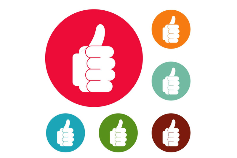 hand-approval-icons-circle-set-vector