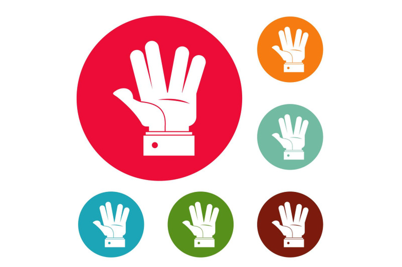 hand-hello-icons-circle-set-vector