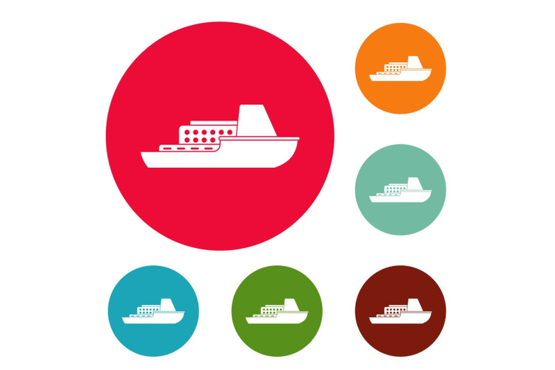 Ship cruise icons circle set vector By Anatolir56 | TheHungryJPEG