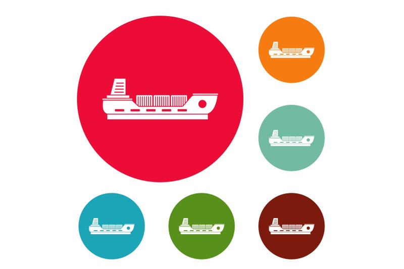 ship-cargo-icons-circle-set-vector