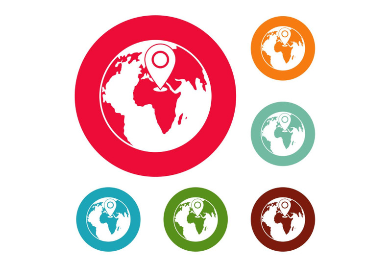 earth-navigation-icons-circle-set-vector
