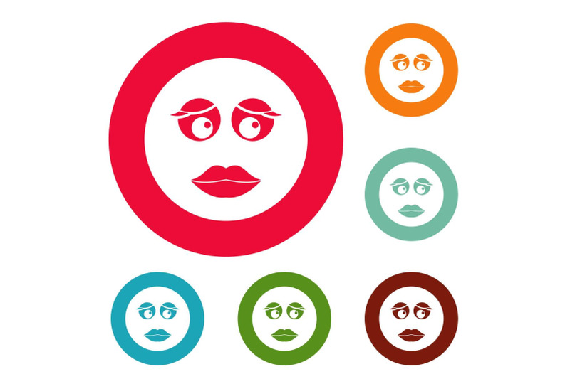 girl-smile-icons-circle-set-vector