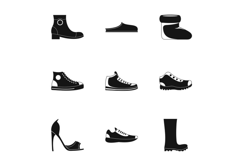 sewing-shoes-icons-set-simple-style