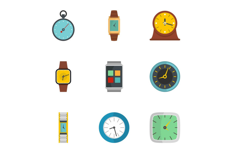 clock-signal-icons-set-flat-style