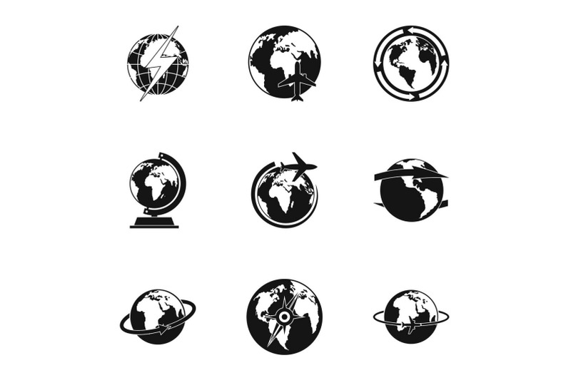 world-icons-set-simple-style