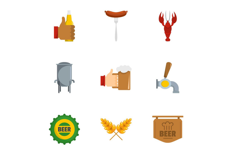 have-a-snack-icons-set-flat-style