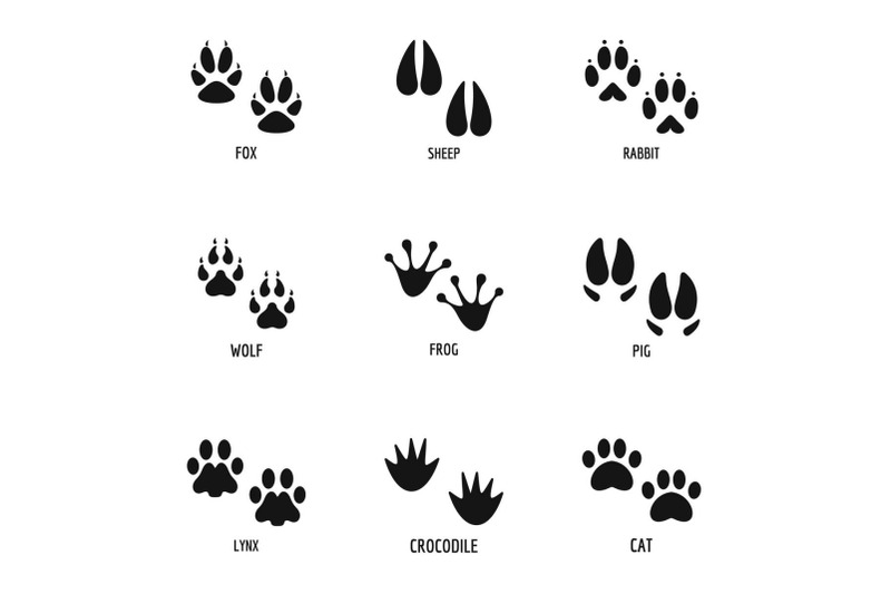 paw-icons-set-simple-style