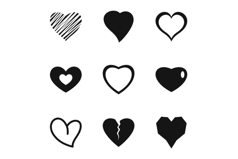 love-heart-icons-set-simple-style