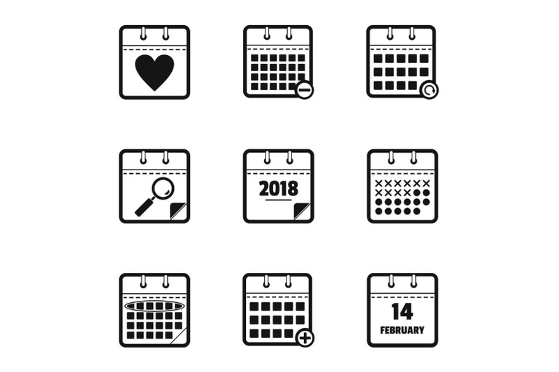 chronological-table-icons-set-simple-style