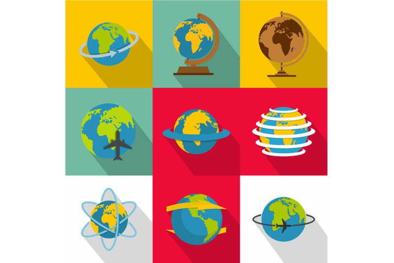 global-map-icons-set-flat-style