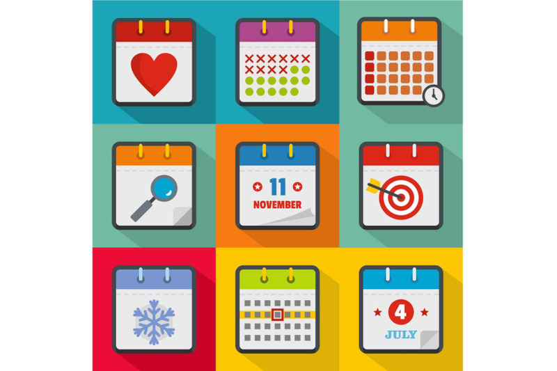 planner-icons-set-flat-style