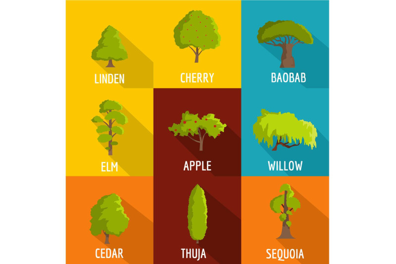 forest-product-icons-set-flat-style