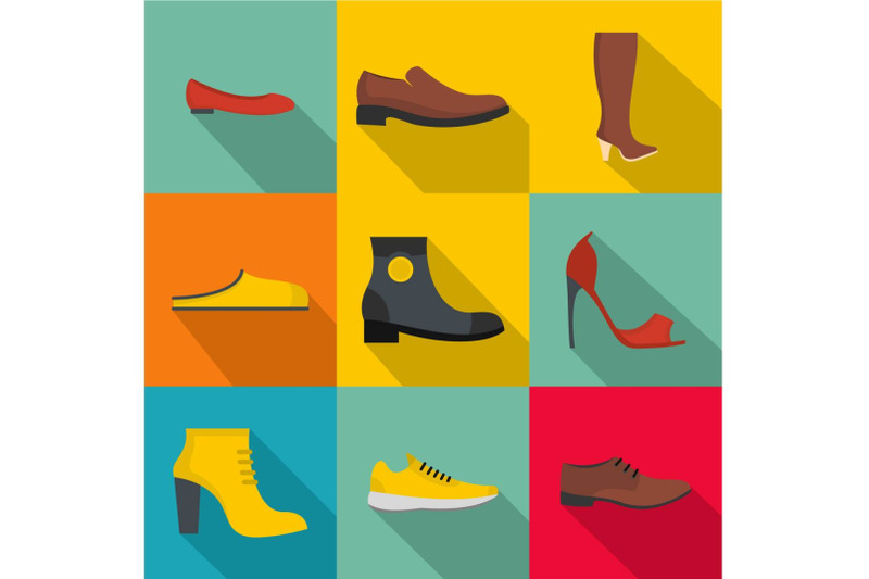 clog-icons-set-flat-style