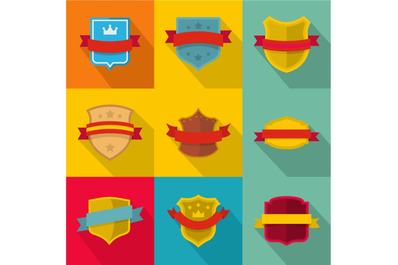 heraldic-board-icons-set-flat-style