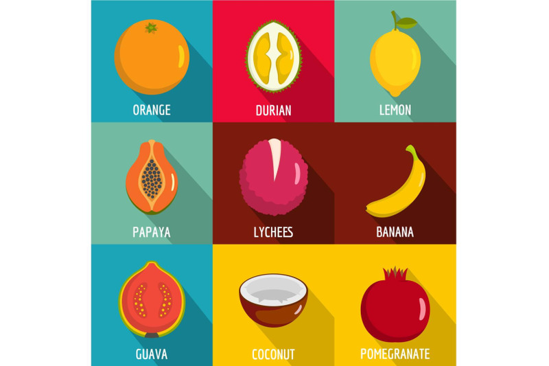 vitamine-in-fruct-icons-set-flat-style