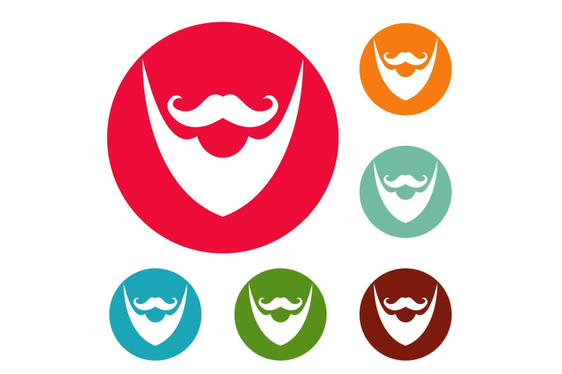 pointing-beard-icons-circle-set-vector