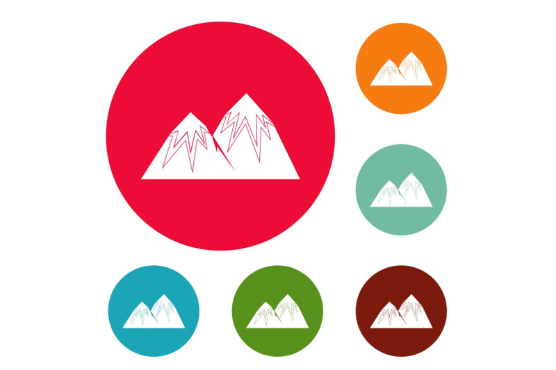 snow-peak-icons-circle-set-vector