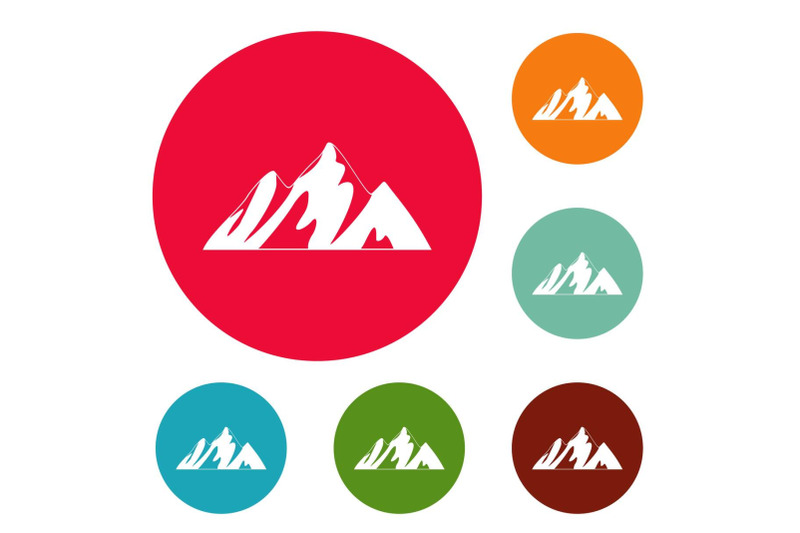 top-of-mountain-icons-circle-set-vector