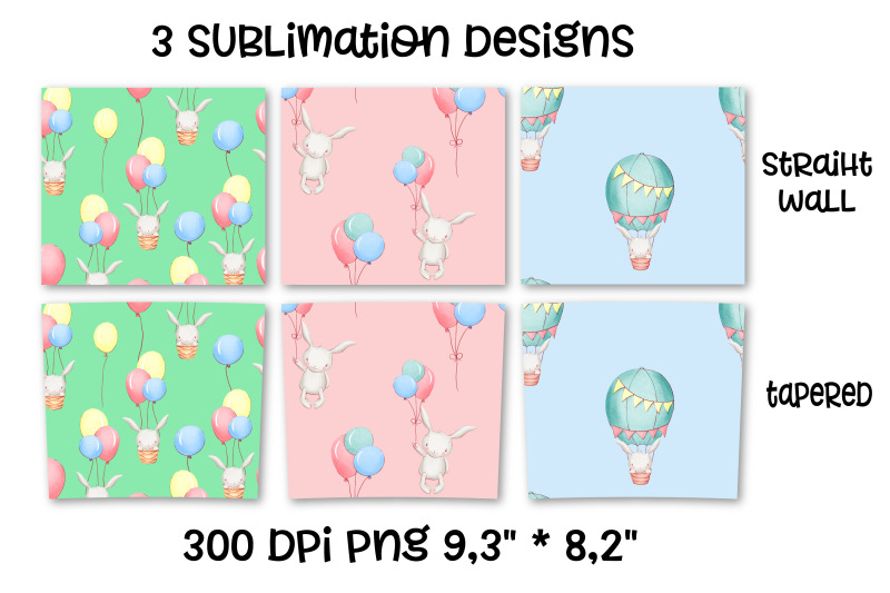 bunny-on-ballons-sublimation-design-skinny-tumbler-wrap-design