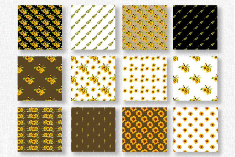 sunflowers-and-wheat-seamless-pattern