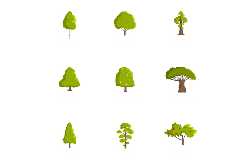 lumber-icons-set-cartoon-style