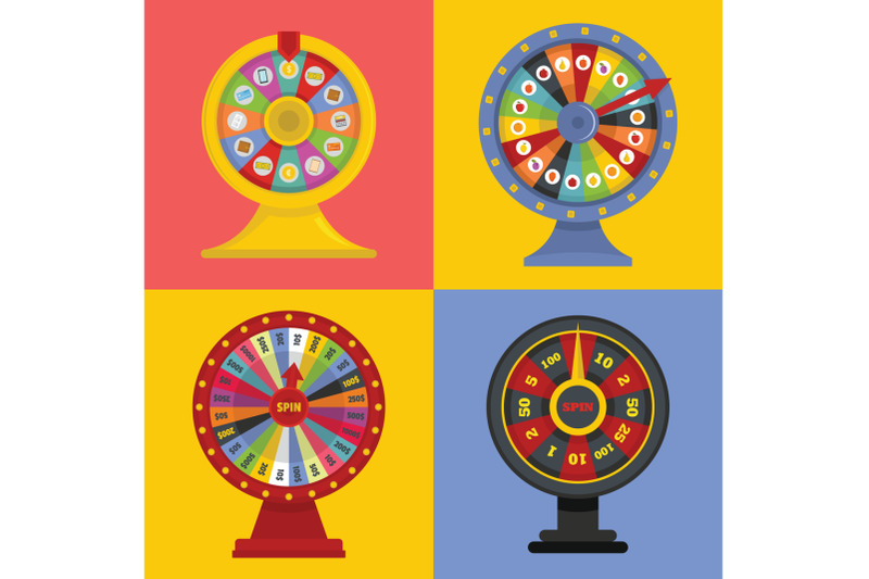 spin-wheel-banner-concept-set-flat-style