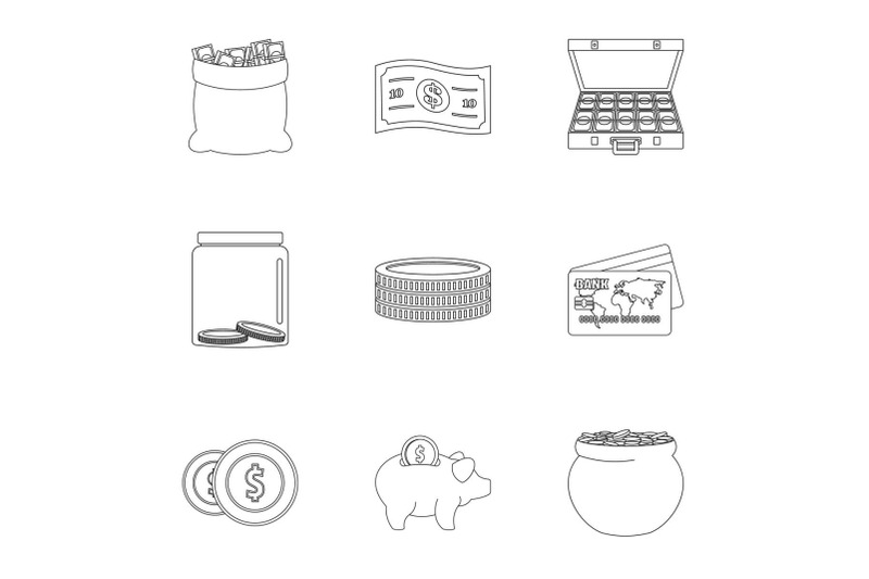 sponsor-help-icons-set-outline-style