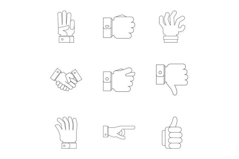 motion-gesture-icons-set-outline-style