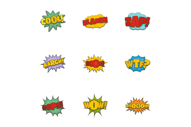 record-label-icons-set-cartoon-style