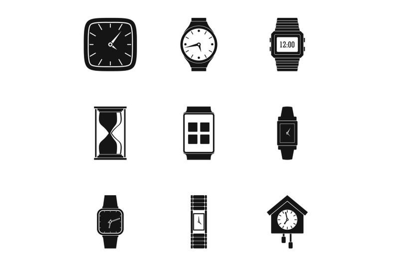 timepiece-icons-set-simple-style