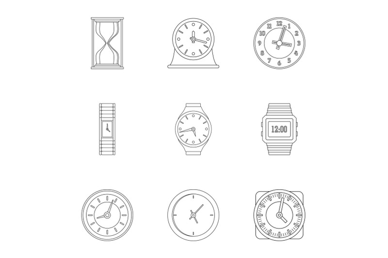 timekeeper-icons-set-outline-style