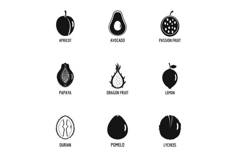 fruit-tree-icons-set-simple-style