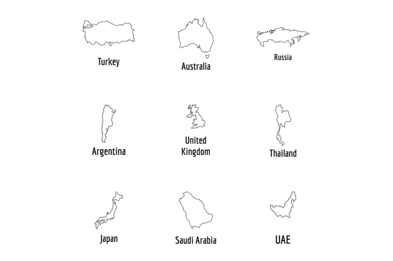 planet-icons-set-outline-style
