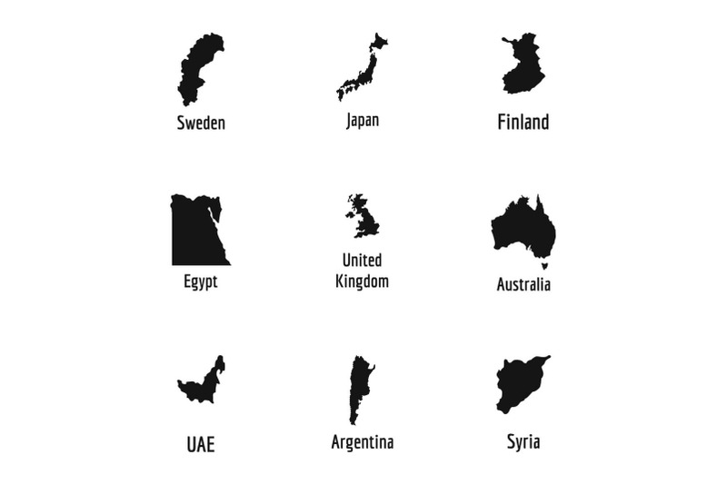 host-country-icons-set-simple-style