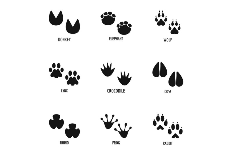 animal-foot-icons-set-simple-style