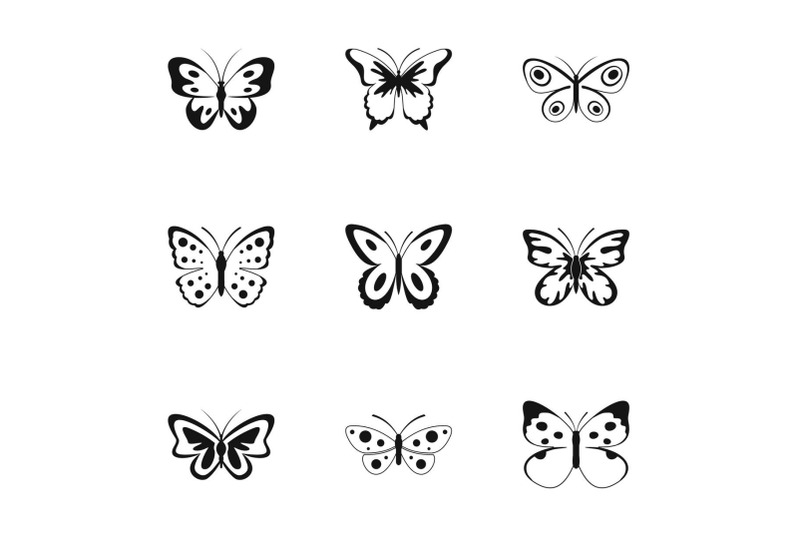 beautiful-butterfly-icons-set-simple-style