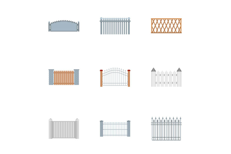 barrier-icons-set-flat-style