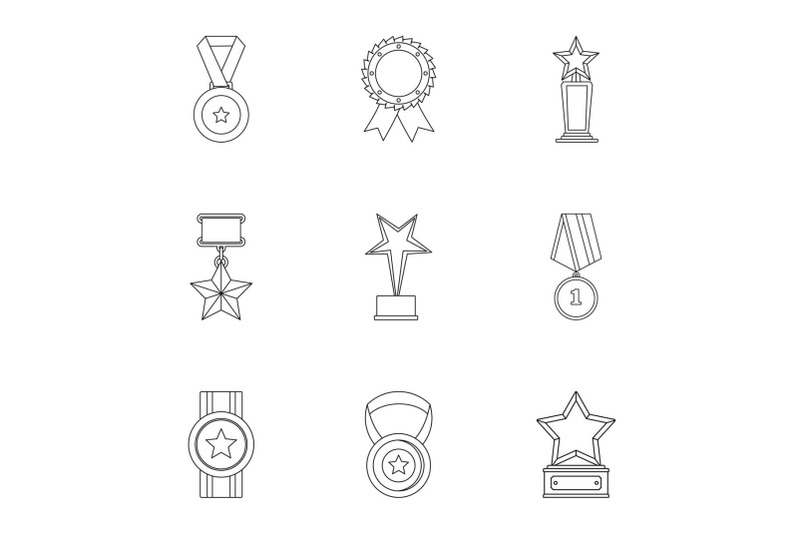 merit-icons-set-outline-style