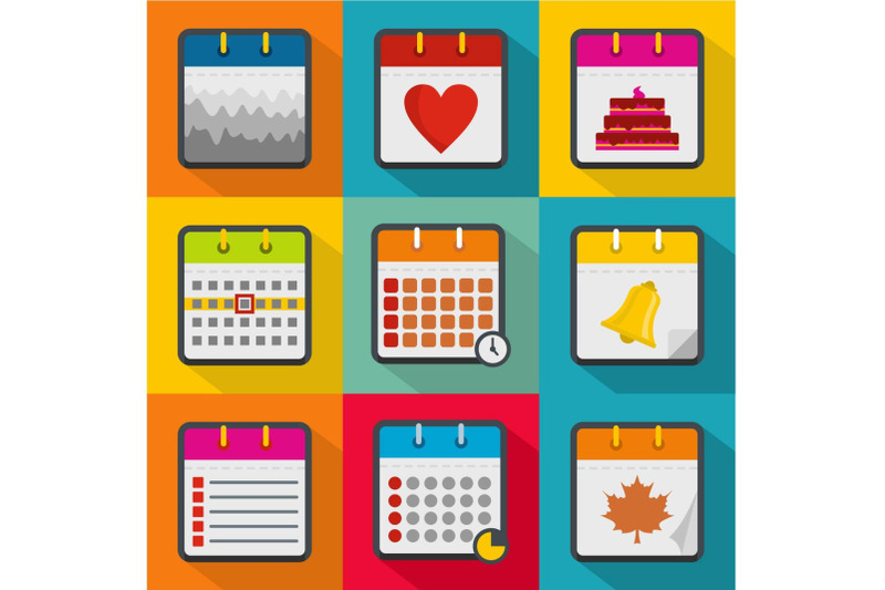 organizer-icons-set-flat-style