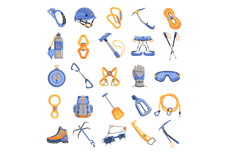 mountaineering-equipment-icons-set-cartoon-style