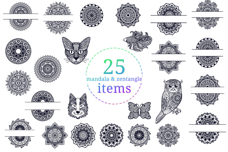 Simple Mandala 2, Mandala Pattern, zen doodle, zentangle,monogram  frame,mandala ,circle monogram, svg,eps,dxf, png , cutting files