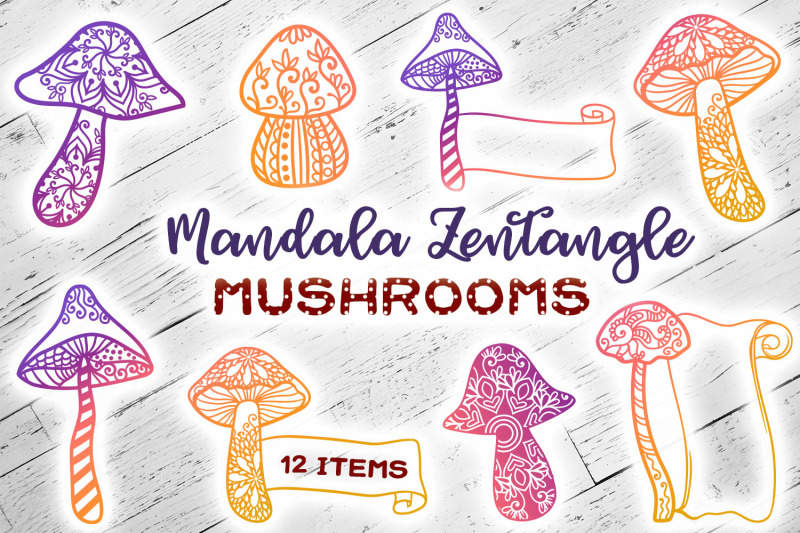 mandala-zentangle-mushrooms-12-svg-items