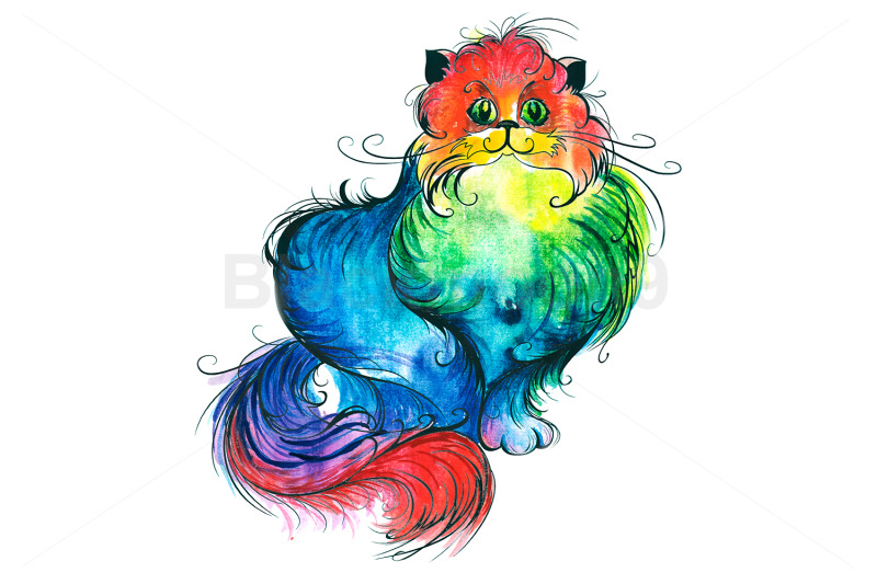 rainbow-watercolor-cat