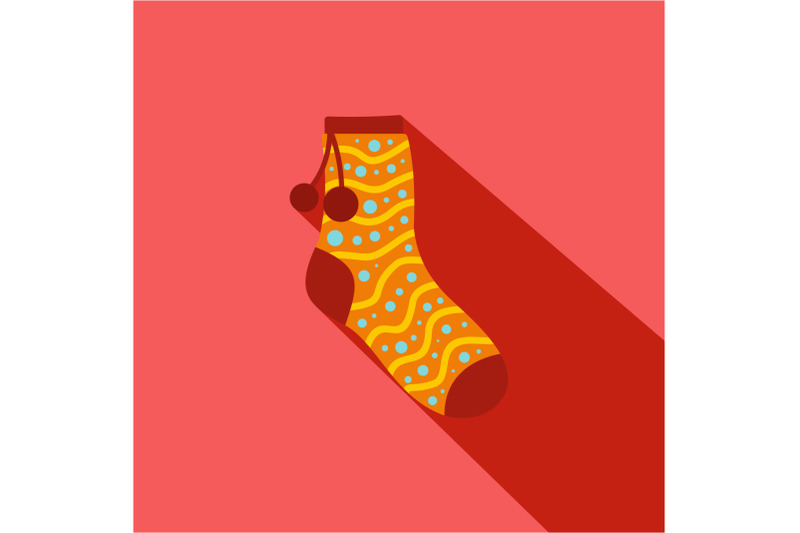 sock-with-pompon-icon-flat-style