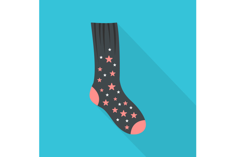 sock-with-star-icon-flat-style