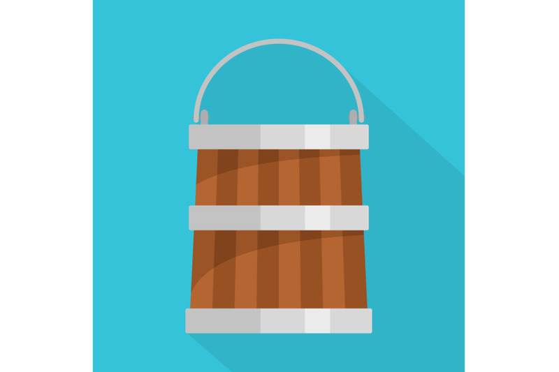 wooden-bucket-icon-flat-style